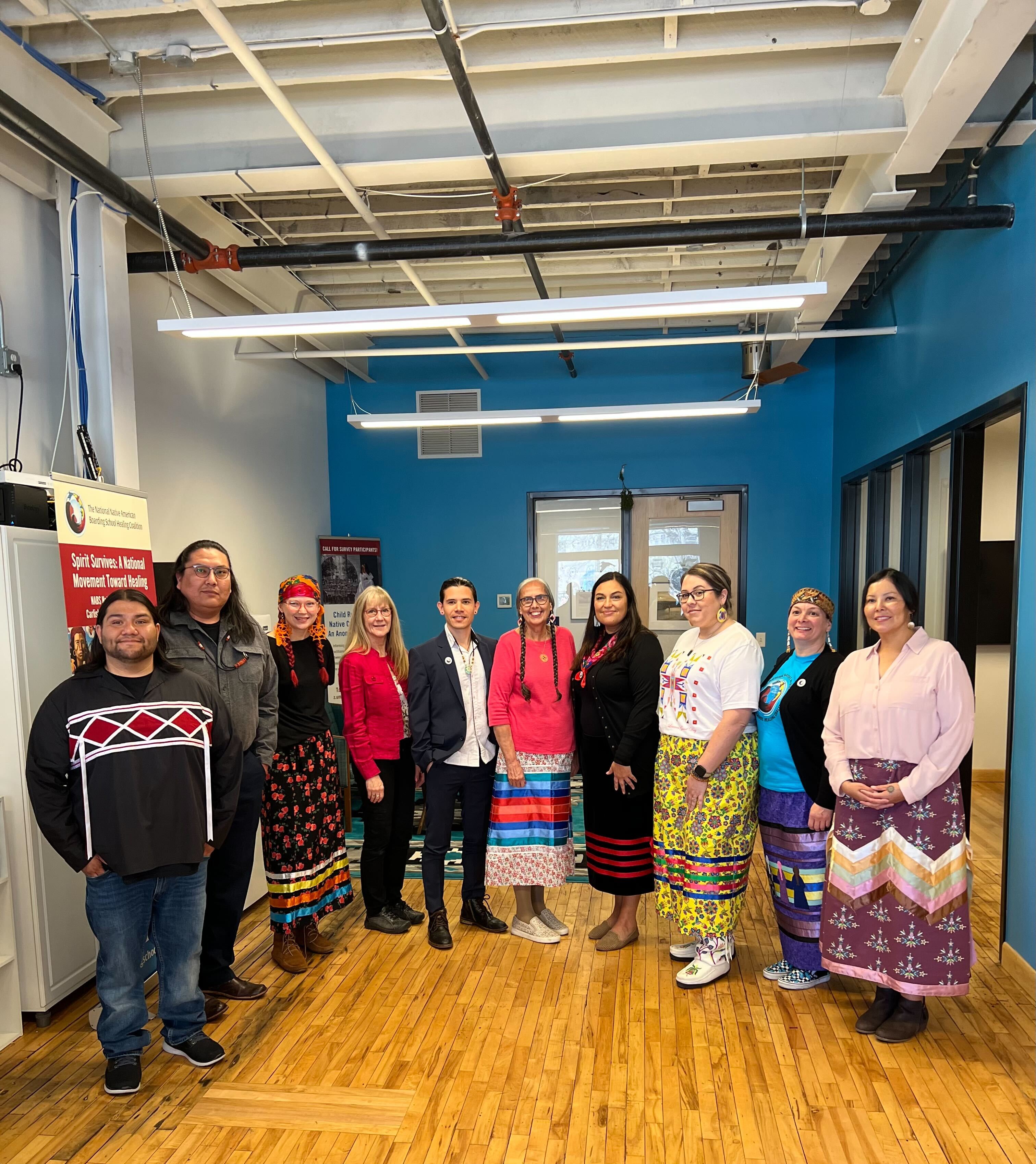 The National Native American Boarding School Healing Coalition holds community gatherings, creating spaces for healing and connection.
