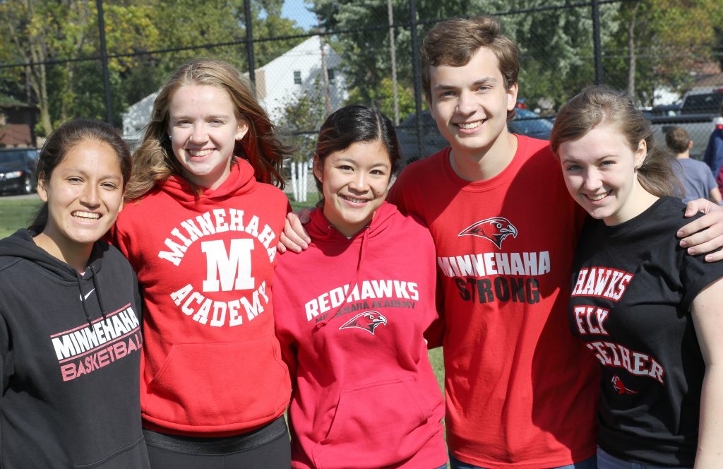 Minnehaha Academy students pose for a photo during homecoming on Sept. 30. The Minneapolis private school’s community has rallied together after a gas leak explosion killed two and collapsed part of a school building in August.
(Photo courtesy of Minnehaha Academy)