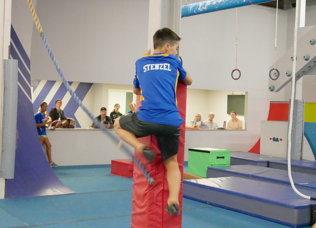 A youth “ninja” practices at Obstacle Academy in Edina. (Photo courtesy of Obstacle Academy)